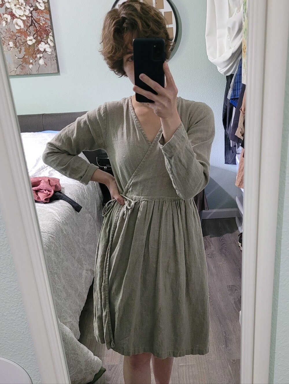 Simplygreylife Wrap Midi Linen Dress